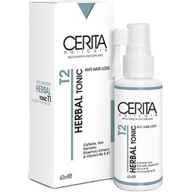 تصویر هیرتونیک گیاهی سریتا (Cerita) مدل T2 حجم 60 میلی لیتر Serita herbal hairtonic model T2 volume 60 ml