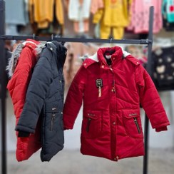 تصویر کاپشن میکرو دخترانه سایز ۷۰-۷۵ قرمز و مشکی 