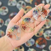 تصویر گردنبند استیل با آویز سنگ هفت چاکرا 