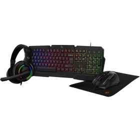 تصویر کیت گیمینگ پرودو PDX221 Porodo Gaming 4in1 Combo with Keyboard, Headphone, Mouse and Mouse Pad - Black