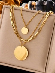 تصویر گردنبند وِنا Three-Layer Exaggerated Large Circular Pendant Hip Hop Personality Cool Multilayer Necklace