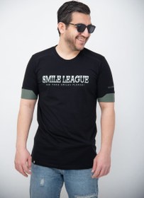 تصویر تیشرت مردانه آستین کوتاه طرح دار با رنگ بیسیک SMILE LEAGUE 