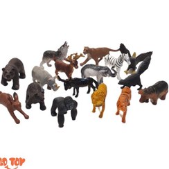 تصویر پک ۱۶ عددی فیگور حیوانات وحشی سایز ۶ سانتیمتر 