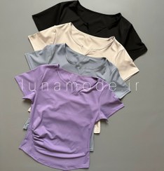 تصویر تیشرت زنانه یقه هفت بغل چیندار 