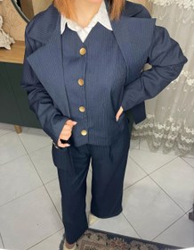 تصویر ست سه تیکه کت و شلوار و جلیقه زنانه مدل دیپلمات 