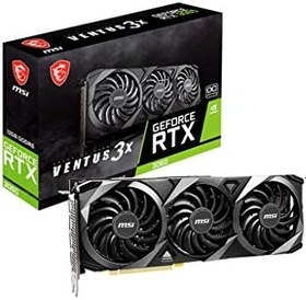 تصویر کارت گرافیک MSI Gaming GeForce RTX 3060 با 12 گیگابایت حافظه GDDR6، سرعت 15 گیگابیت بر ثانیه، رابط 192-بیت، HDMI/DP و PCIe 4، مجهز به فن‌های سه‌تایی TORX و طراحی Ampere. مدل: RTX 3060 Ventus 3X 12G OC. 