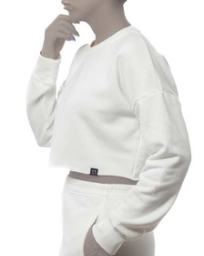 تصویر سویشرت زنانه ورزشی کراپ جلو بسته سفید مل اند موژ Mel & Moj کد W07939-002 