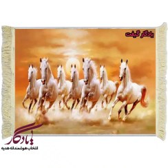 تصویر تابلو فرش ماشینی طرح حیوانات هفت اسب شانس کد h73 