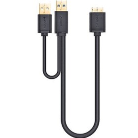 تصویر کابل MICRO USB 3.0 همراه پورت تقویت کننده USB 2.0 (هارد) یوگرین مدل UGREEN US140 به طول 0.5 متر 