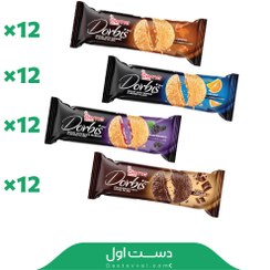 تصویر دربیس پلاس ساده با طعم مغزی کارامل و پرتقال درنا - کارتن ۱۲ عددی Dorna Derbis Plus Plain with Caramel and Orange Filling – Carton of 12 pcs