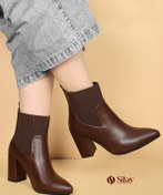 تصویر نیم بوت زنانه کشی شبروی پشت چرم | زیره نئولایت | پاشنه ۷ سانتی SIS | کفی تکسون 