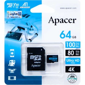 تصویر کارت حافظه microSDXC اپیسر مدل V30 A1 کلاس 10 استاندارد UHS-I U3 سرعت 100MBps ظرفیت 64 گیگابایت به همراه آداپتور SD کارت حافظه Micro SDXC اپیسر مدل کارت حافظه microSDXC اپیسر مدل V30 A1 کلاس 10 استاندارد UHS-I U3 سرعت 100MBps ظرفیت 64 گیگابایت به همراه آداپتور SD کلاس 10 استاندارد UHS-I U3 ظرفیت 64GB