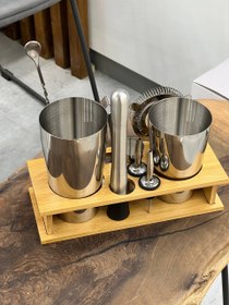 تصویر ست بارسرد به همراه استند بامبو،ست بار سرد – مجموعه کامل ابزار بارتندر برای تهیه نوشیدنی‌های خنک و کوکتل