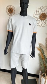 تصویر تیشرت و شلوارک مردانه هرمس - طوسی نارنجی / 