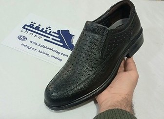 تصویر کفش مردانه چرم گاوی تابستانی 