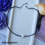تصویر گردنبند ستاره دریایی با منجوق مشکی Starfish necklace black