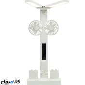 تصویر چراغ مطالعه تاشو چندکاره رومیزی 2LED فن، آیینه دار و شارژر USB با کد 404082 