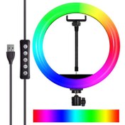 تصویر رینگ لایت P-NET "LJJ-26 RGB 10 P-NET Ring Light LJJ-26 RGB 10inch