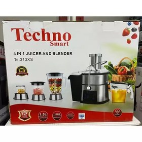 تصویر ارسال رایگان آبمیوه گیری چهار کاره تکنو اسمارت Techno صفحه لمسی 5 سرعته پایه استیل 