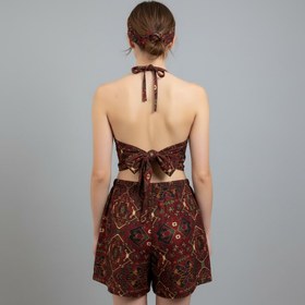 تصویر ست نیم تنه و شورت | مدل پشت گردنی قشقایی 6586 