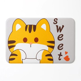 تصویر پادری فانتزی طرح گربه Sweet زرد و خاکستری سایز 60×40 