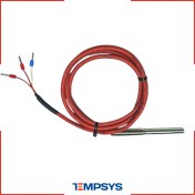 تصویر سنسور pt100 اقتصادی سیمی غلاف دار قطر 6 میل با کابل سیلیکون بدون رزوه (رنج دما 50- تا 200+) | تمپ سیس 