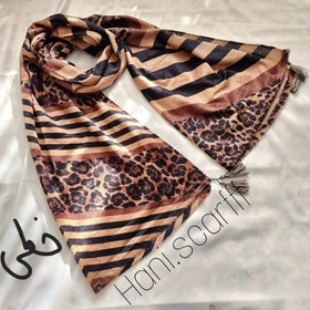 تصویر شال موهر طرحدار - کرمی 