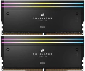 تصویر رم کامپیوتر کورسیر دو کاناله مدل Dominator Titanium فرکانس 6600 مگاهرتز DDR5 تایمینگ CL32 حافظه 96 گیگابایت Corsair Dominator Titanium Dual Channel CL32 6600MHz DDR5 96GB Computer RAM