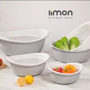 تصویر ست آبکش و لگن بیضی ۸ پارچه لیمون 