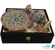 تصویر ست هدیه گلدان و بشقاب 20 میناکاری به همراه جعبه هدیه 
