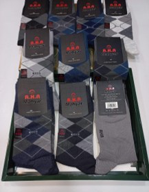 تصویر جوراب مهیار ساقدار اصل (AHA) طرح مربع لوزی عطر دار الوان mahyar aha men long socks squre and Diamond