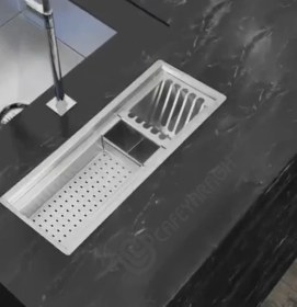 تصویر آبچکان توکار برازا استیل سایز ۸۰ سانت 