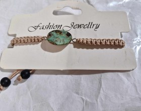 تصویر دستبند فیروزه مکرومه بافی آسانسوری کد ۸۵۳ 