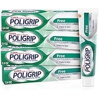 تصویر کرم چسب مصنوعی و جزئی بدون روی Super Poligrip، 2.4 اونس (بسته 4 عددی) Super Poligrip Zinc Free Denture and Partials Adhesive Cream, 2.4 ounce (Pack of 4)