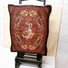 تصویر میز عسلی تاشو ۴ عددی MDF طرح لیلی و مجنون 