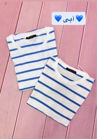 تصویر بلوز آستین بلند راه راه سایز لارج - سفید مشکی 