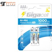 تصویر باتری نیم قلمی 1000 میلی آمپر پرو شارژی کارتی سایز AAA بسته 2 عددی گیگاسل 