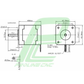 تصویر استپ موتور سی ان سی 3 کیلوگرم بر سانتی متر نما 17 برند لیدشاین مدل 42HS03 StepperMotor Leadshine 42HS03