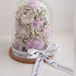 تصویر باکس گل شمعی شیشه‌ای مدل اترنال بلوم 