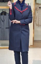 تصویر مانتو فیونا رنگ سرمه ای مغزی قرمز 