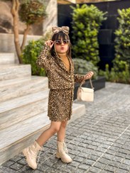 تصویر ست سه تیکه کت و دامن و تاپ پلنگی 