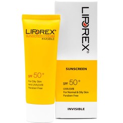 تصویر کرم ضد آفتاب لیپورکس بی رنگ مناسب پوست چرب SPF50 Liporex Sunscreen Invisible For Oily skin SPF50 Cream 40ml