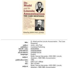 تصویر دانلود کتاب Doctor Mudd and the Lincoln assassination First edition. کتاب انگلیسی دکتر ماد و ترور لینکلن First edition.