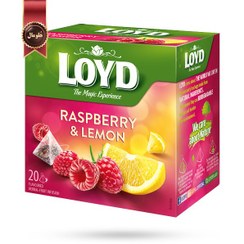 تصویر چای کیسه ای هرمی لوید LOYD مدل تمشک و لیمو Raspberry &amp; Lemon پک 20 تایی 