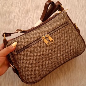 تصویر کیف دوزیپ بغل سگک - مشکی حصیری 