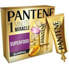 تصویر روغن و سرم مو اورجینال برند Pantene مدل 1 Minute Miracle Superfood 3x15ml کد 6902346 