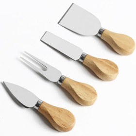 تصویر ست کارد صبحانه خوری مجموعه 4 عددی 4PCS Wooden Handle Cheese Knife Set