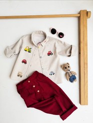 تصویر پیراهن پسرانه لینن با گلدوزی - سایز 