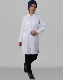 تصویر روپوش زنانه مدل زیپ دار Womens White Lab Coat Zipper