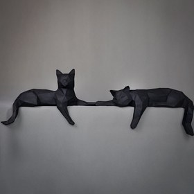 تصویر مجسمه گربه مشکی ۲تایی 